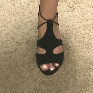 Black strapped heels